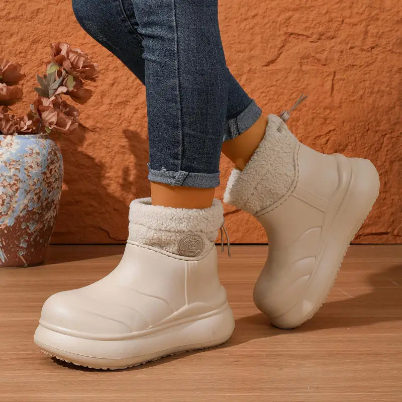 Waterproof Eva Thick Bottom Snow Boots Women 2025 Winter Comfort Platform Ankle Boots Berber Fleece Warm Plush Woman's Booties