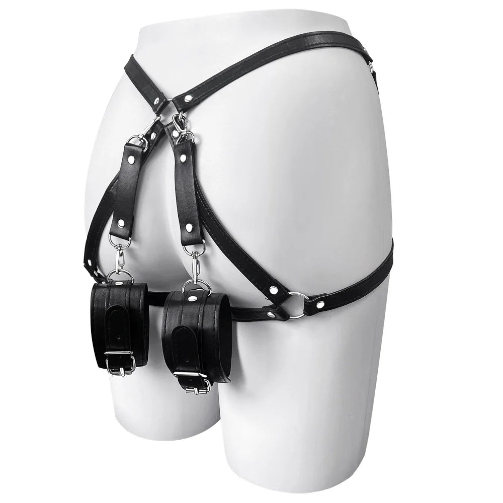 Sexy Bow PU Leather Harness Woman Thigh Garter Sword Belt Butt Wear Suspender Bdsm Bondage Lingerie Waist To Leg Adult