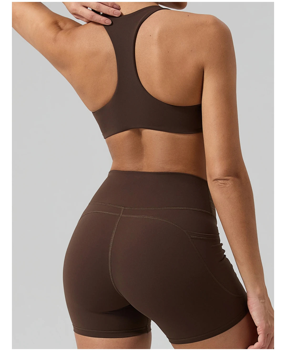 Hearuisavy Fitness Set 2Pcs Women Gym Sports Bra Running Sports Shorts With Pockets High Impact Breathable Racerback Yoga Tops