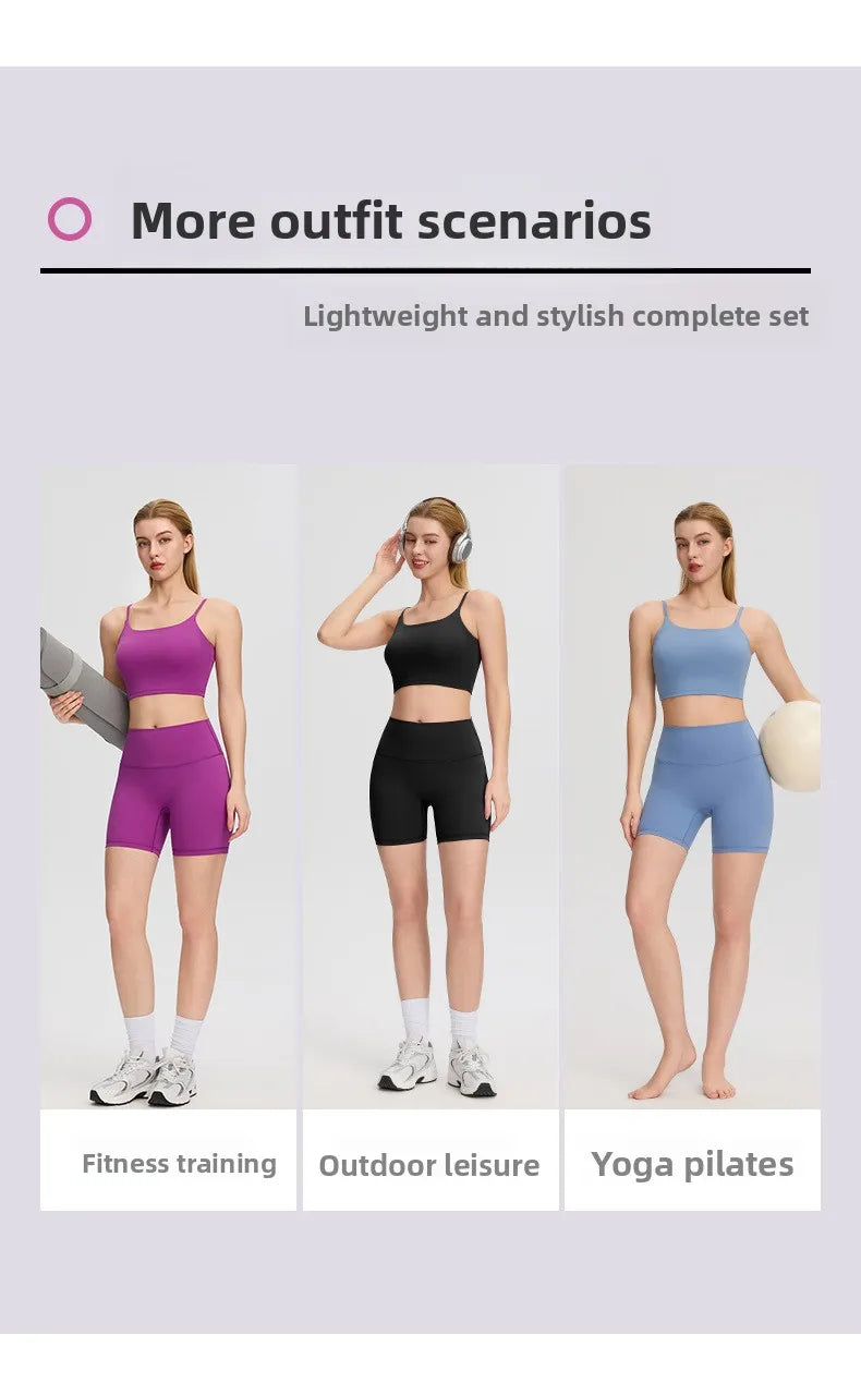 Yoga clothes, running suit, women's chest cushion vest, hip lifting high waist yoga shorts, quick drying breathable fitness suit