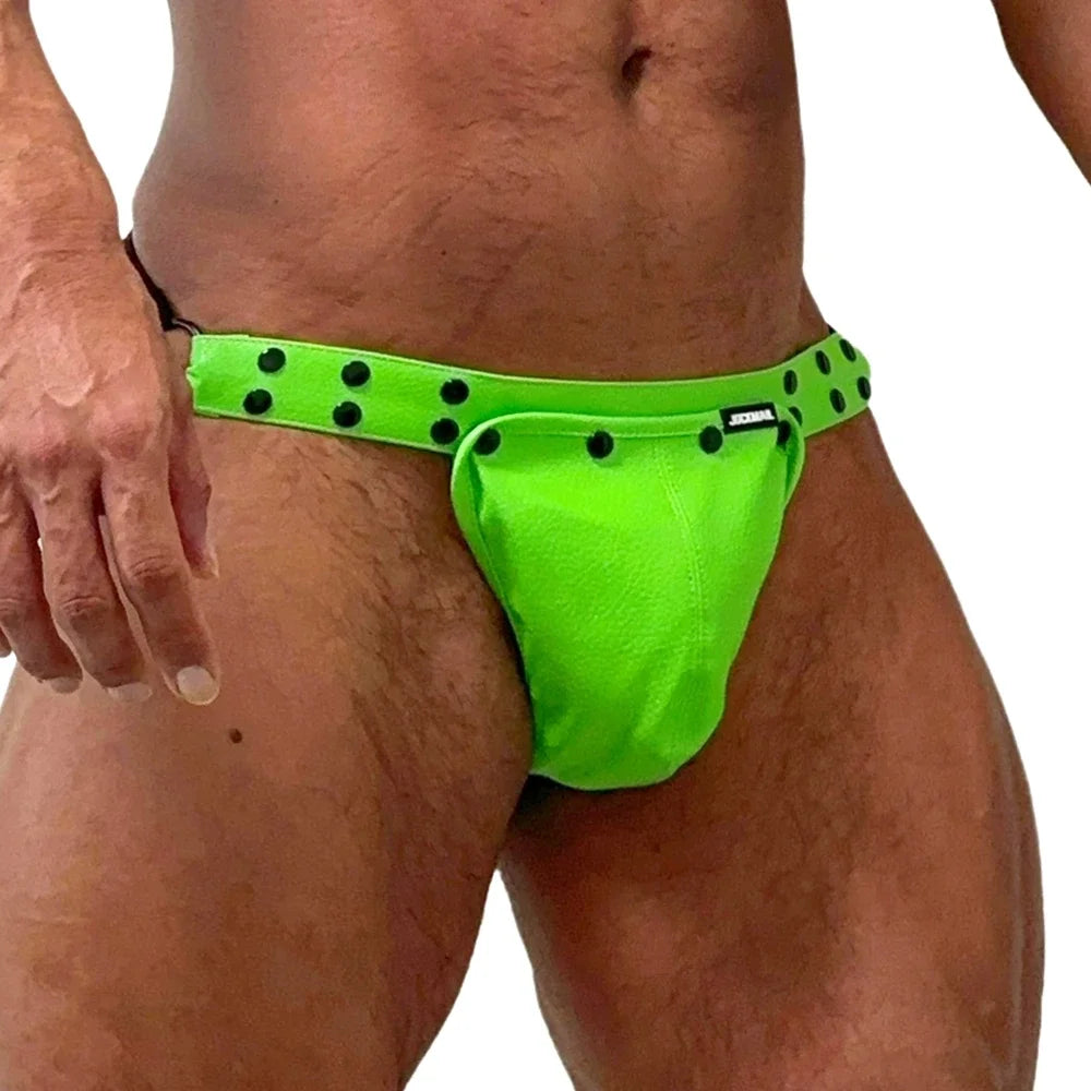 Men's Leather Tri Harness Chest Armor Buckles Adjustable Size Removable Pouch Faux Leather Jockstrap Underwear  Costumes