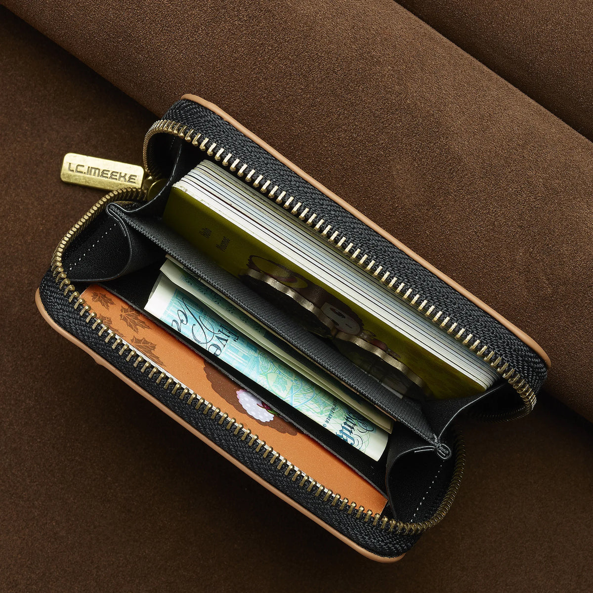 Magnetic Attraction Zipper Leather Card Slot Wallet for iPhone 17 Samsung Galaxy Google Xiaomi Phone MagSafe Magnetic Phone Bag
