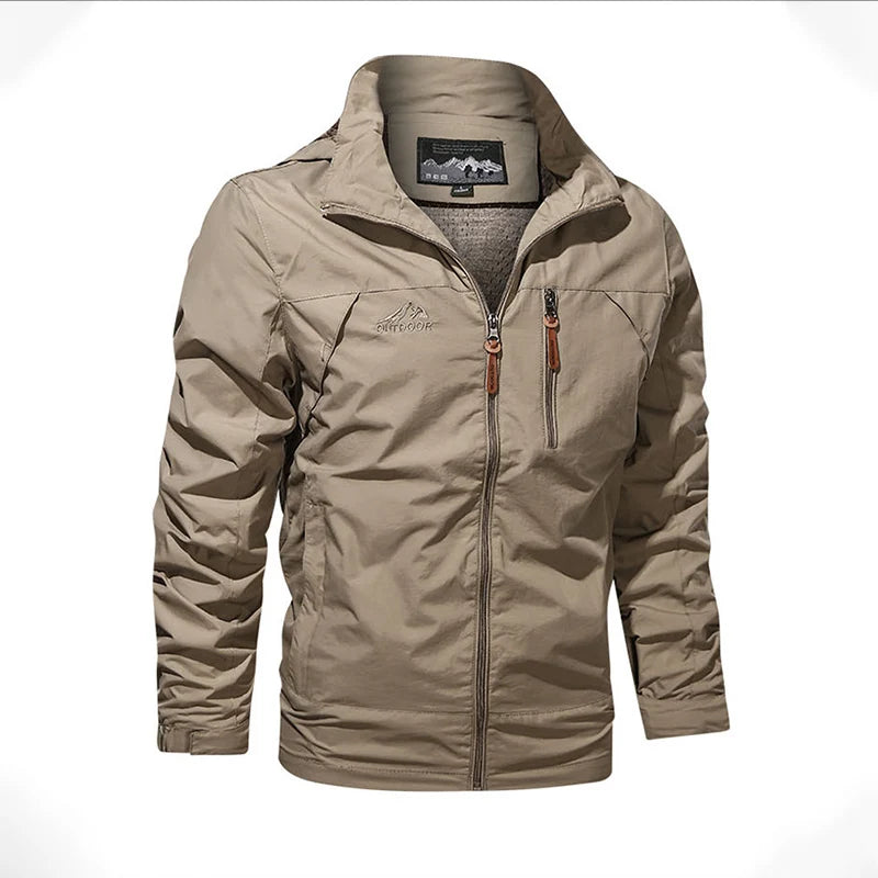 Men Loose Thin Waterproof Hooded Jackets Spring Autumn Outerdoor Hiking Hunting Windbreaker Coat Trend Streetwear Zip Up Jacket