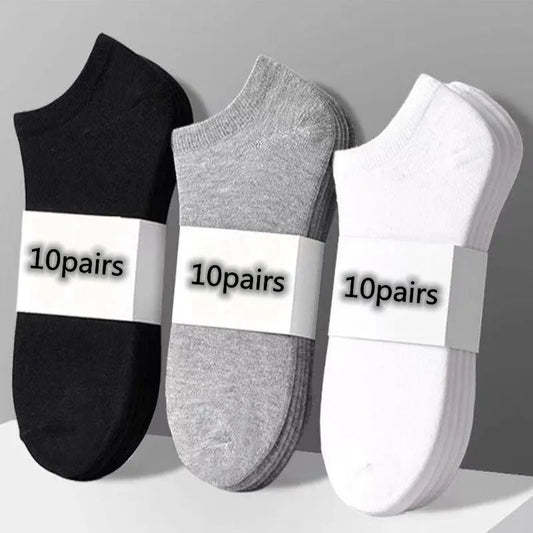 10pairs / Low Black And White Gray Men's Socks Men's Men's Socks Breathable Sports Socks Men's Short Socks Women's Socks EU37-44