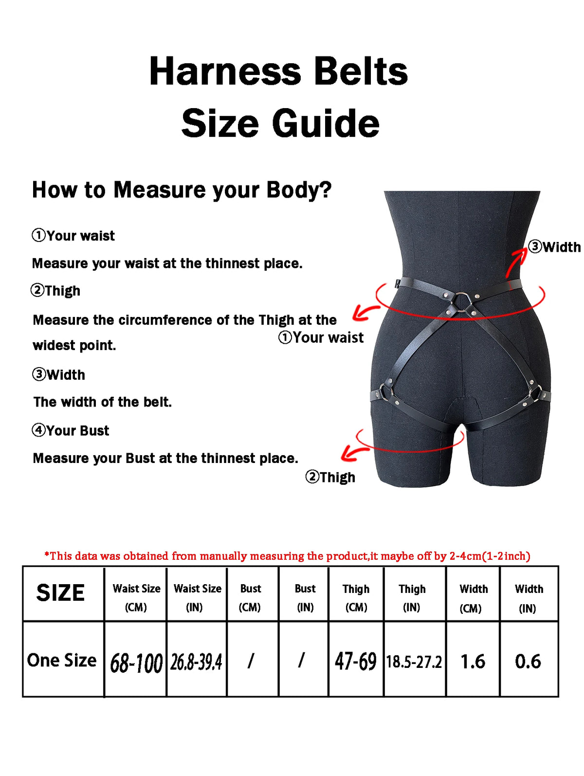 Women Fashion Harness Punk Leg Harness PU Leather Adjustable Studded Decor Thigh Garter Belt Gothic Clothing Accessories