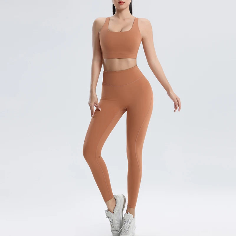 Yoga Set Running Fitness Two-Piece Set Bra Underwear Quick-dry Tight-Fitting Bottoms Pants Women's Yoga Set