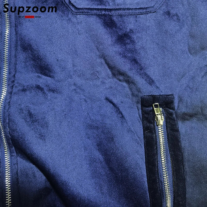 Supzoom 2025 New Arrival Autumn And Winter Lapel Velvet Loose Casual Suede Fabric Zipper Bf Style Handsome Jackets Men Coat