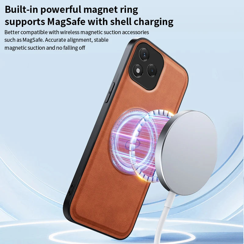 PU Leather Wireless Charging Magnetic Case for Honor 400 Lite 400 Pro 5G Protective Cover Hard Back Shell Coque