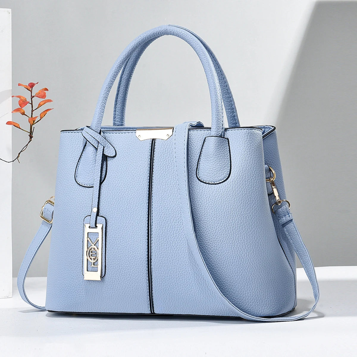 Fashion Faux Leather Tote Bag, Elegant Textured Large Capacity Shoulder Hand Bag For Ladies