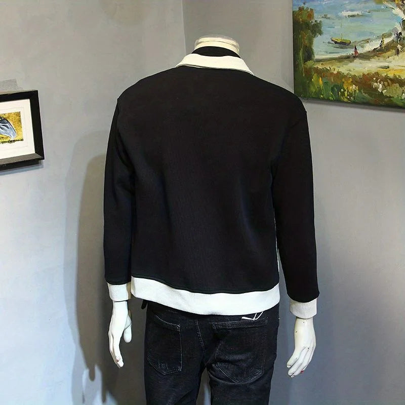 Autumn and Winter New Casual Lapel Jacket Korean Version Slim Fit Knitted Cardigan Jacket Trendy and Handsome Men's Clothing