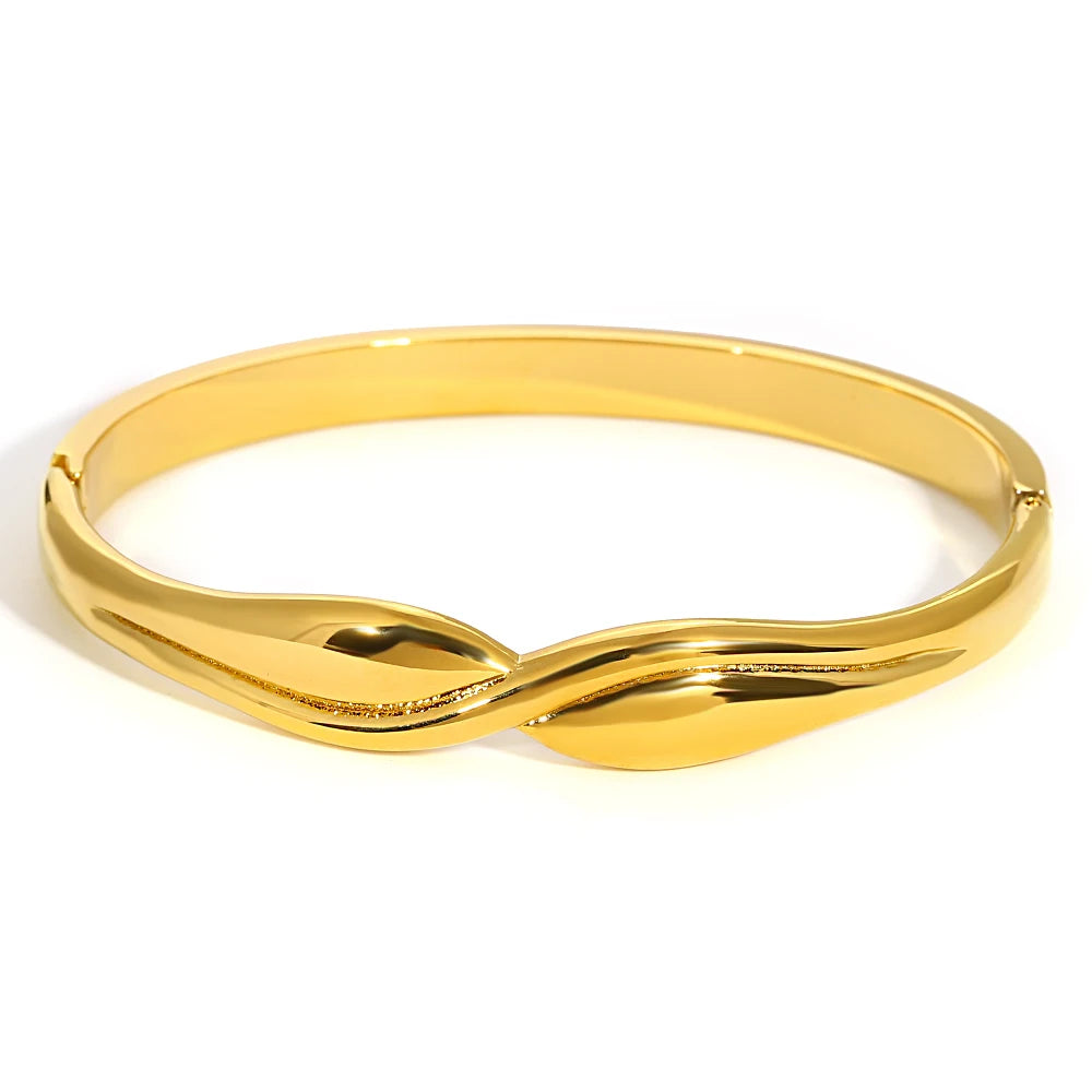 Greatera Trendy Gold Plated 316L Stainless Steel Bangles Bracelets for Women Delicate Cubic Zirconia Bracelet Party Jewelry 2024