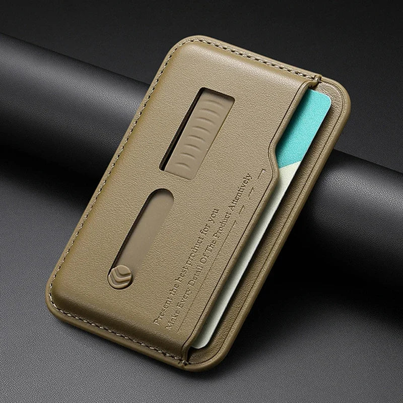 Magnetic Leather Wallet Card Holder Case for Magsafe IPhone 14 13 15 17 16 12 Air Pro Max Plus Mac Safe Hidden Strap Stand Cover