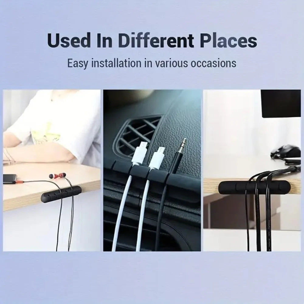 Cable Cord Wire Organizer Silicone USB Cable Winder Management Clips Self Adhesive for Mouse Keyboard Headset For iPhone Huawei