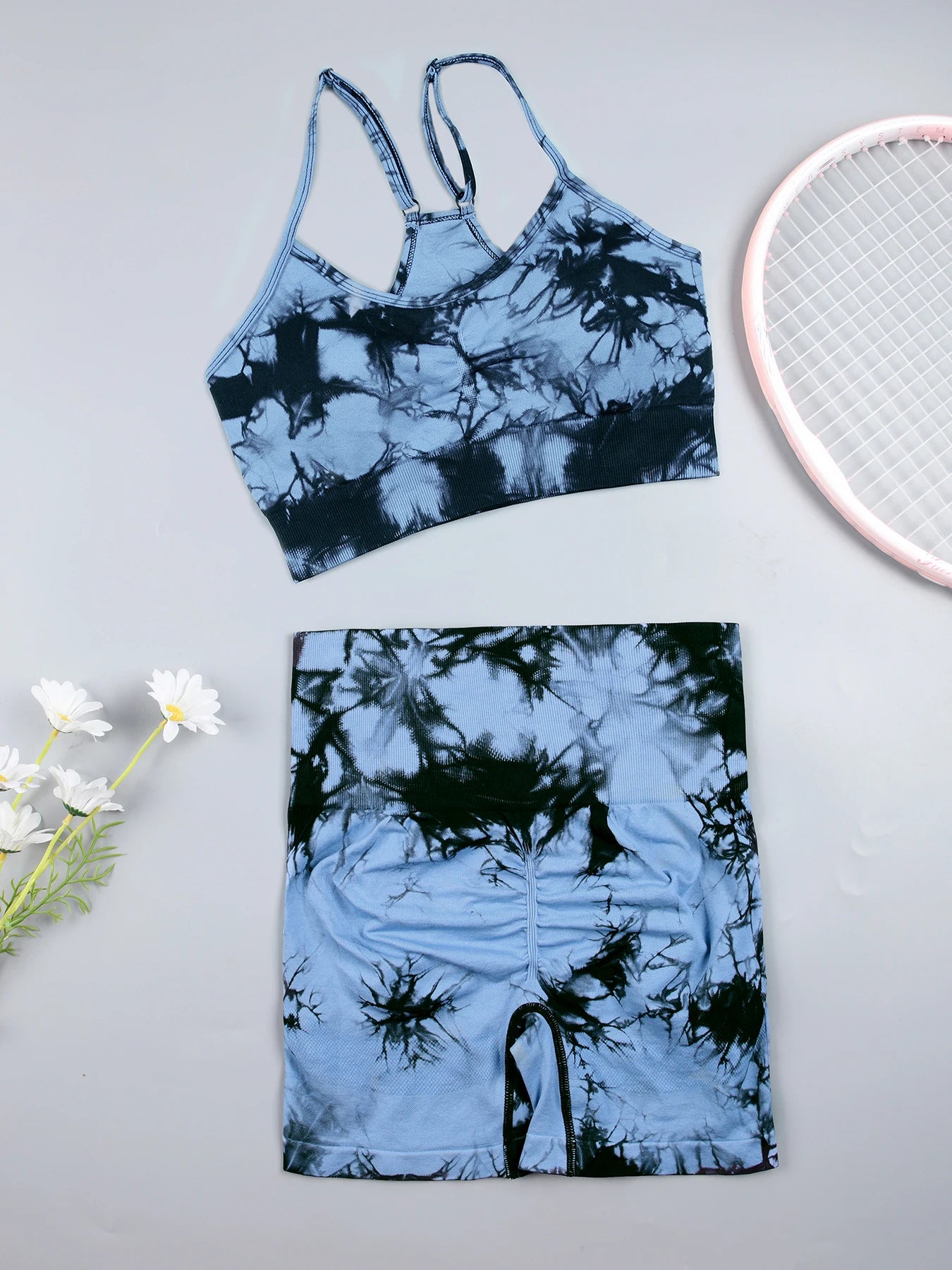 Tie Dye Sexy Push Up Gym Shorts Woman Skinny Stretch High Waist Fitness Shorts Sets Running Outdoors Fashion Sport Pants