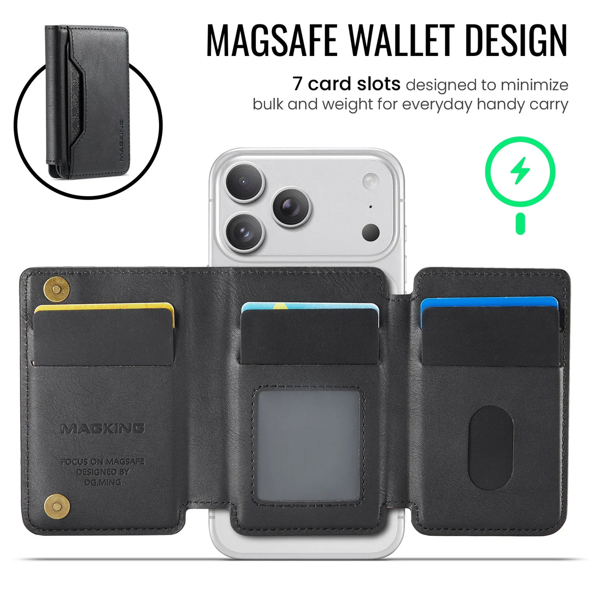 For IPhone 18 13 14 15 16 17 Pro Max Plus For Magsafe Leather Wallet Magnetic Cellphone Card Holder Multi-Card Slot Mini Wallet