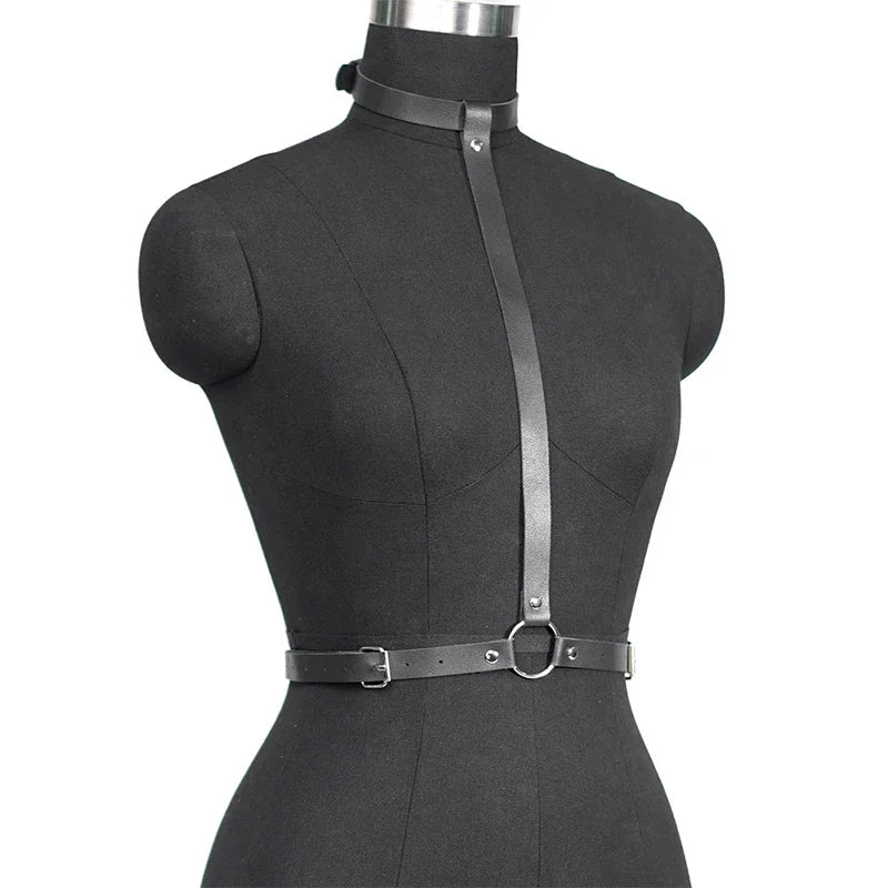 BDSM Bondage Body Garter Belt Women Erotic Lingerie Set Sexy PU Leather Corset Harness Porno Underwear Set Gothic Lenceria