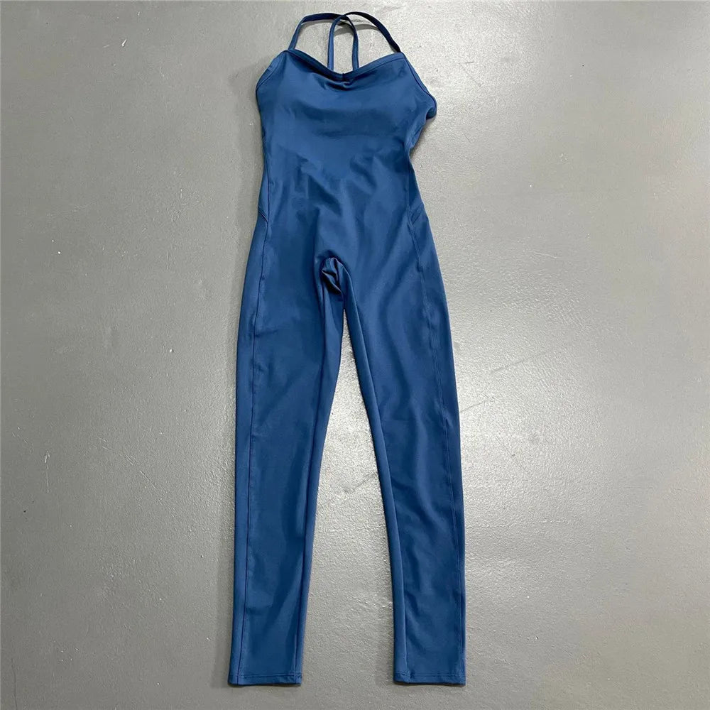 Rückenfreier Sportanzug für Damen, 2023, Lycra, Fitness-Overall, einteiliger Overall, Shorts, Sport-Outfit, Fitnessstudio, Trainingskleidung für Damen, Sportbekleidung
