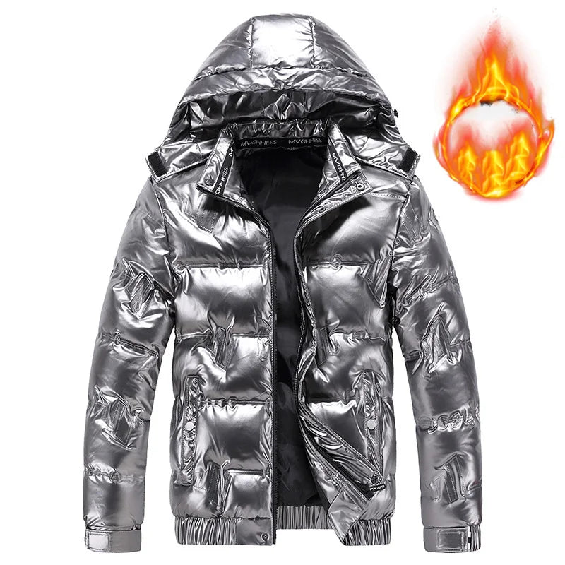Winter Man Down Coat Fashion Thicken Warm Stand Collar Zipper Male Outerwear Long Sleeve Windproof Daily Men Hooded Jacket
