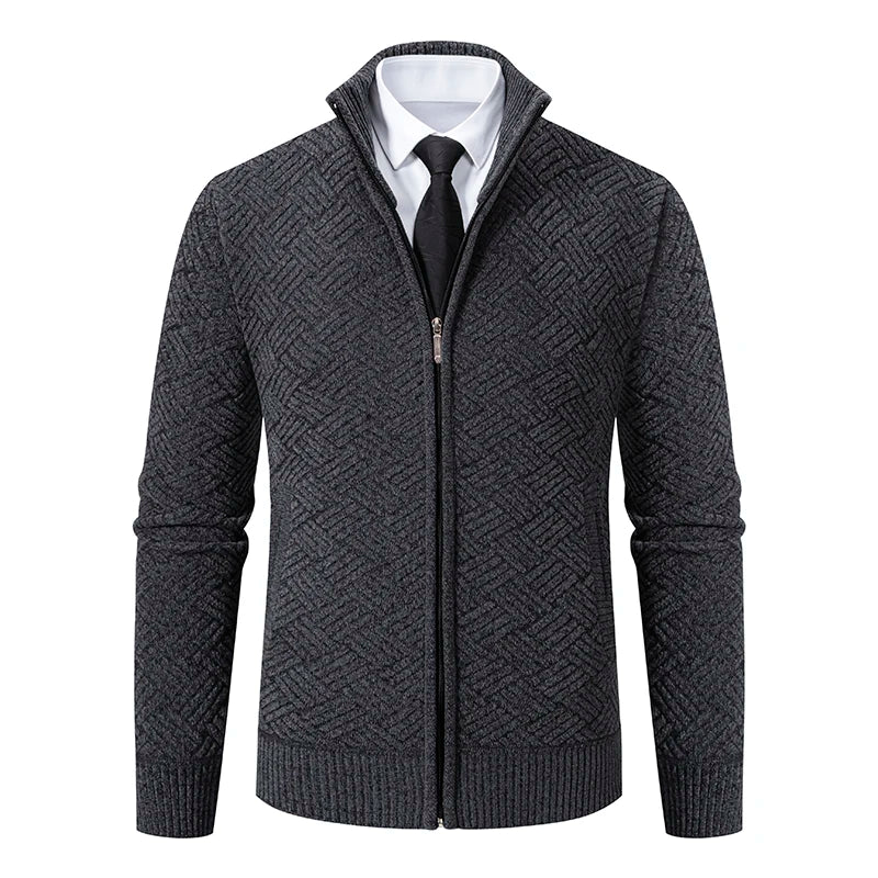 Mens Thickened Cardigan Full Zipper Fleeced Sweaters Knit Jackets Hooded Sweater Coat Autumn Winter Padded Clothes