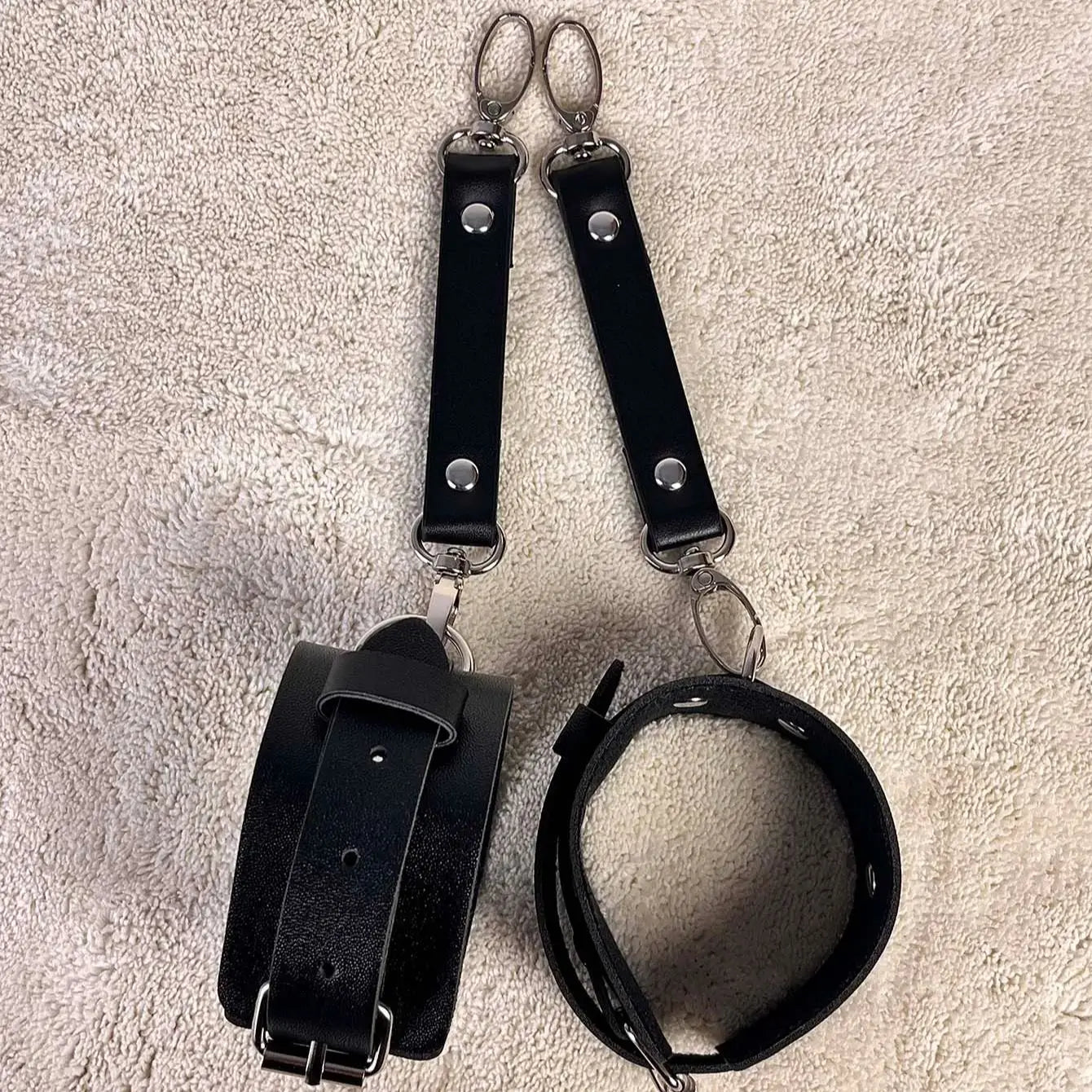 Unisex PU Leather Bracelet Bondage Leather Handcuffs Buckle Adjustable Vintage Punk Fetish Clothing Accessories Restraints Kink