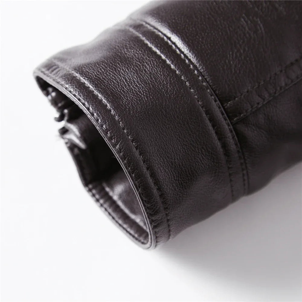 Leather Jacket Streetwear Biker Coat Slim Fit Autumn Winter Coat Men Fur Lined Men Motorcycle Jacket Fashion Men Jacket