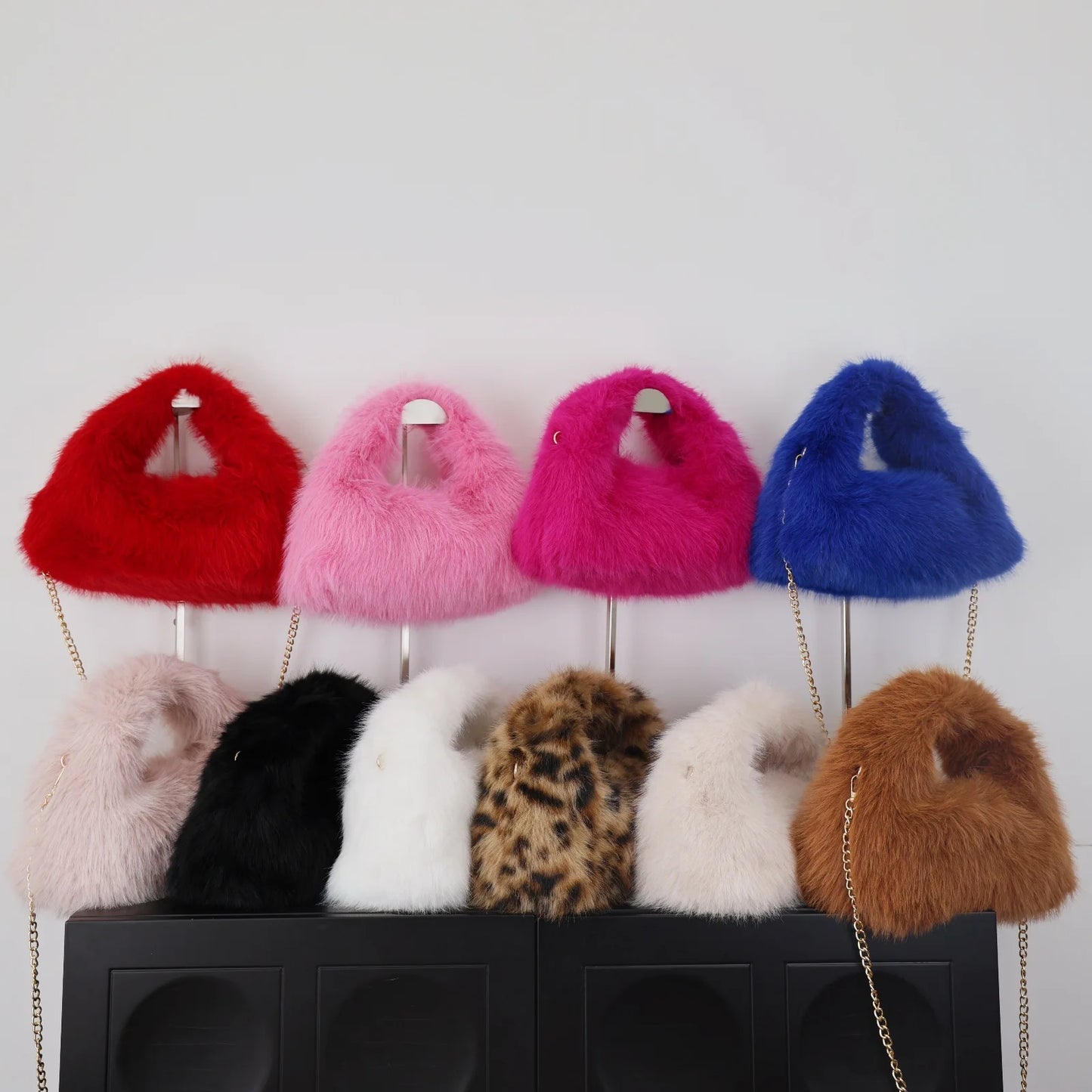 Winter Leopard Plush Handbags for Women Luxury Faux Fur Female Hobos Crossbody Bags Large Capacity Furry Clutch Shoulder Bag