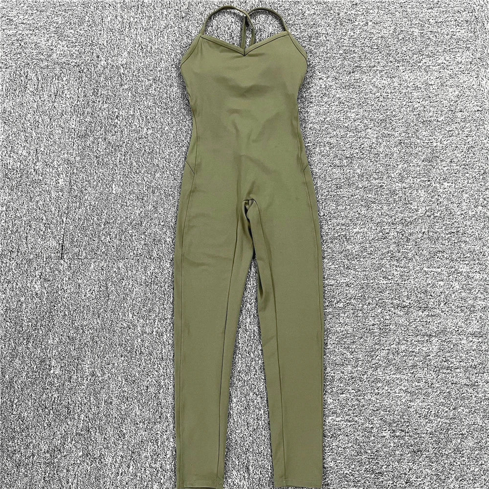 Rückenfreier Sportanzug für Damen, 2023, Lycra, Fitness-Overall, einteiliger Overall, Shorts, Sport-Outfit, Fitnessstudio, Trainingskleidung für Damen, Sportbekleidung