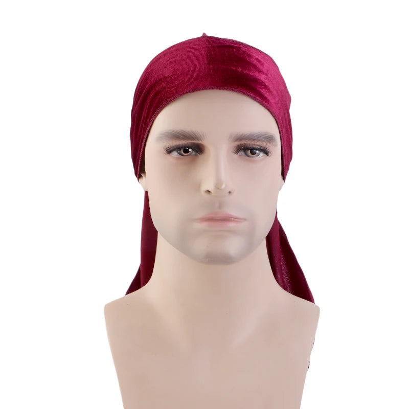 Neue chinesische Mode für Männer mit Drachenmuster aus Samt, Durags, Bandanas, Kopfbedeckungen, Männer, DuRag, Turban, Hut, Stirnband, Haarschmuck, Wellen, Kappe