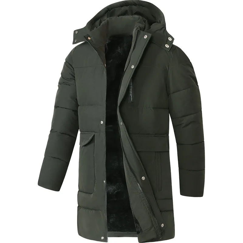 Winter Coat for Men Winter Jackets Water Resistant Warm Thicken Casual Versatile Puffer Coat Men Mid Length Cotton Padded Jacket