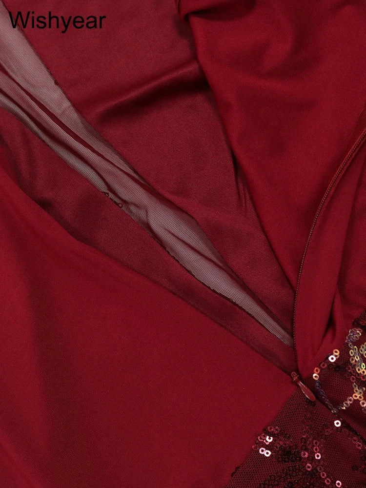 New Luxury Sequin Mesh See Through Bodycon Evening Party Club Mini Dresses Women Round Neck Sleeveless Slim Birthday Vestidos