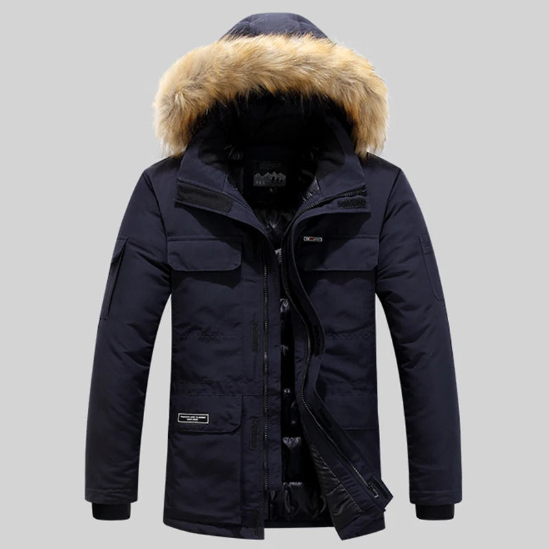 New Thickening Keep Warm Men Coat Winter Fashion Casual Removable Hat Jacket Outdoors Loose Comfort Windproof Solid Parka Men