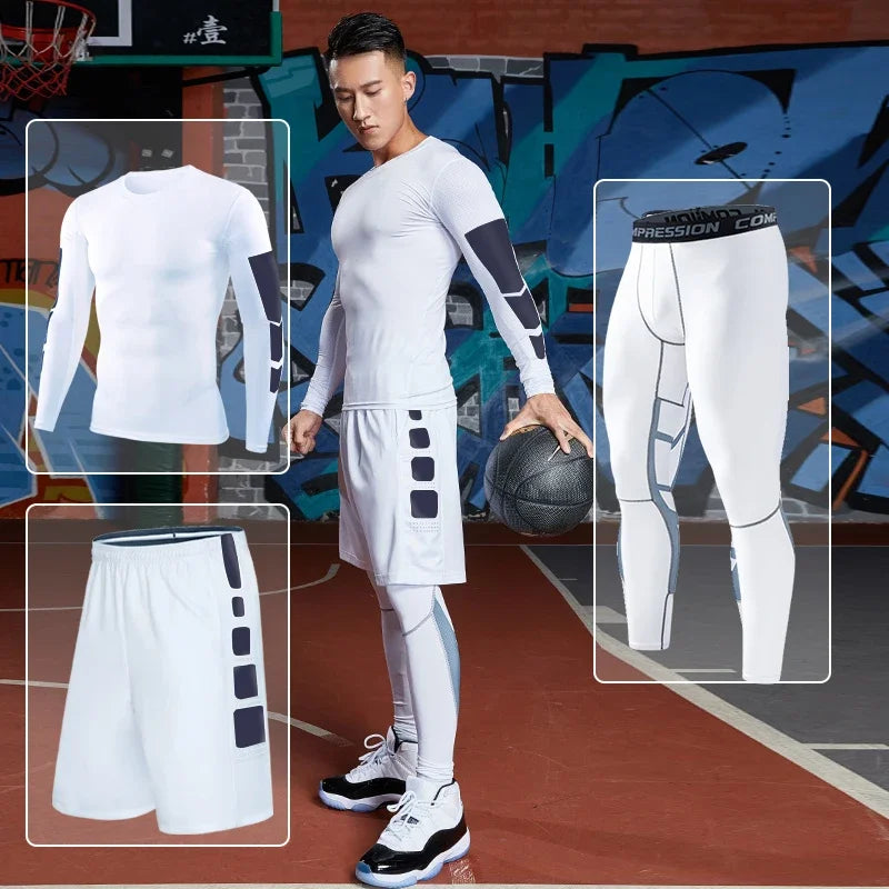 Mens Fitness Sportswear Set Moisture-wicking for Gym Running Leggings Dry Fit and Comfortable Workouts Sports Wear Clothes