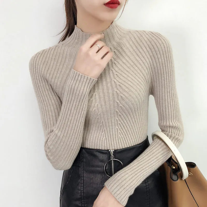 Autumn Winter Turtleneck Sweater Women Basic Slim Pullover Women Sweaters And Pullovers Knit Jumper Ladies Tops 2025