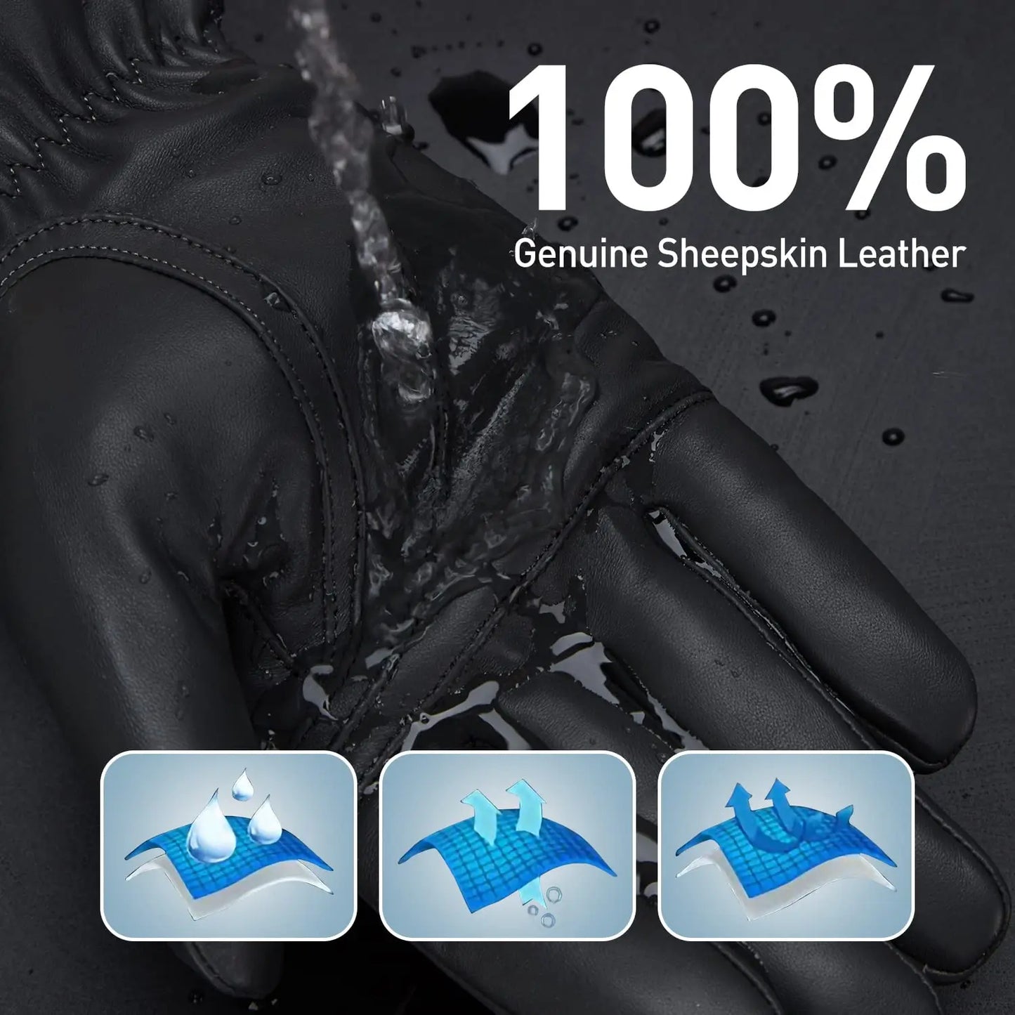 2025 BISON DENIM Men's Sheepskin Gloves Fashion Cashmere Lined Touchscreen Full Finger Mittens Winter Warm Riding Driving Gloves