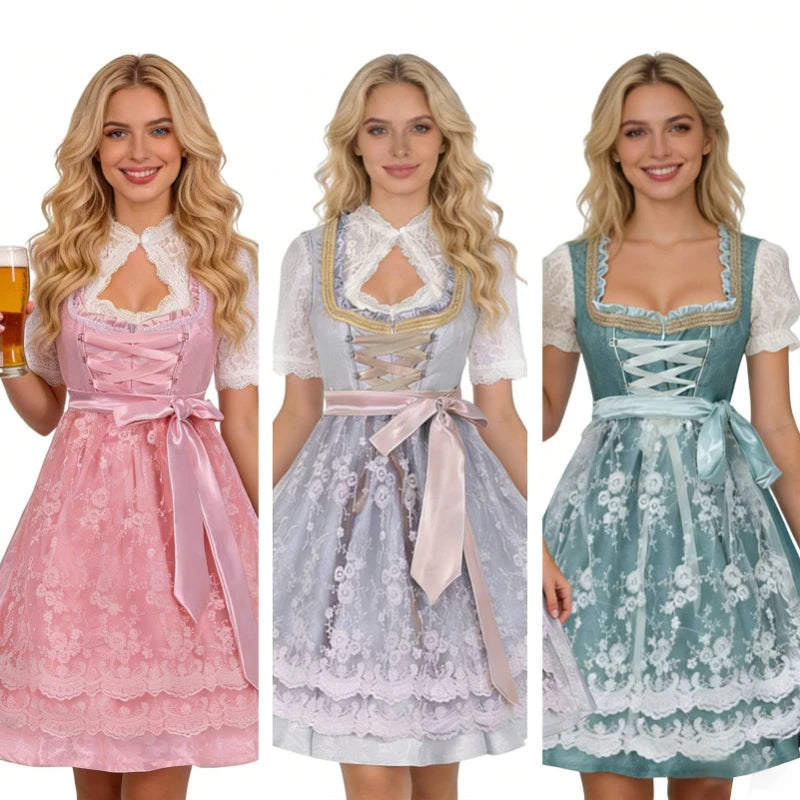 German Oktoberfest Dress for Women (Includes Lingerie and Apron),Halloween and Carnival Costume,Bavarian-Style Maid Outfit