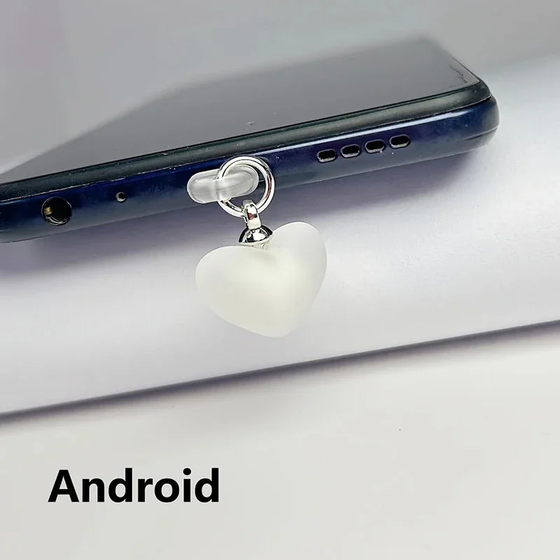 Gradient Heart Shaped Phone Dust Plug Pendant, Heart-Shaped Pendant Suitable for IPhone/Type-C Universal Phone Accessories