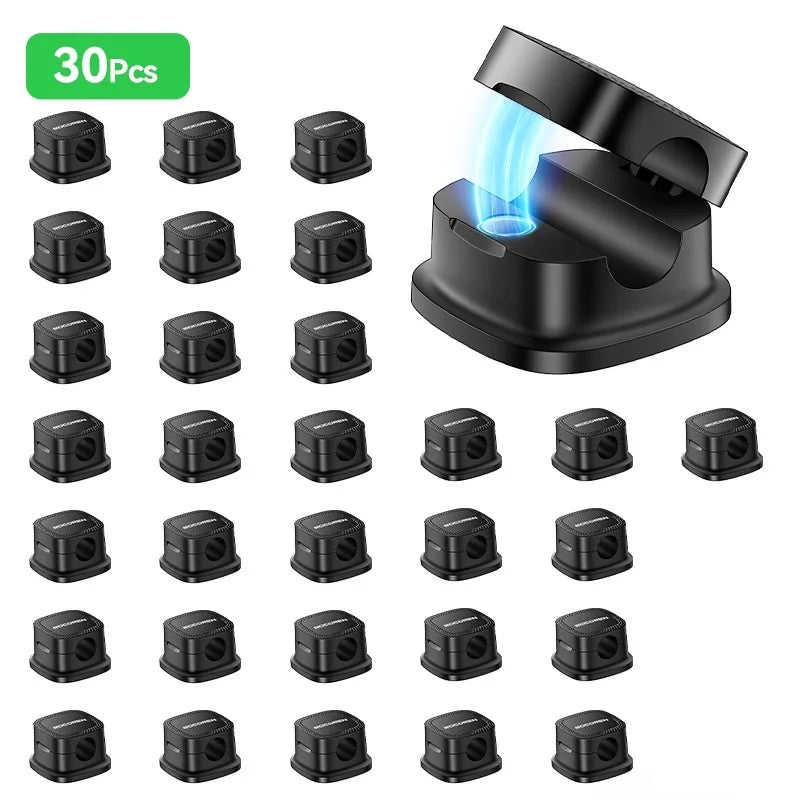 Rocoren Magnetic Cable Sorting Desktop Self Adhesive Cable Clamp Adjustable Cable Management Clamp for Earphone Cable Data Cable