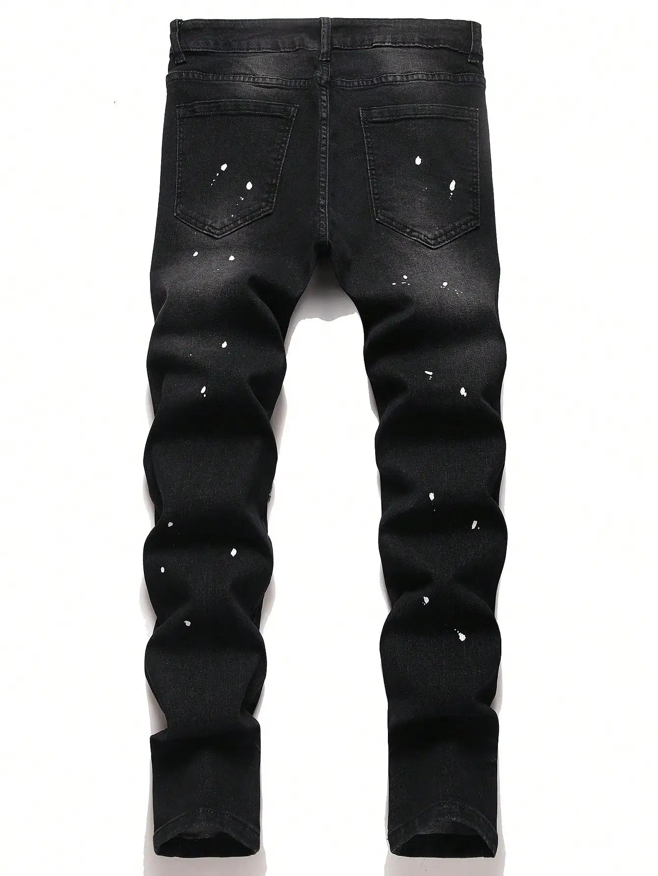 High Stretch Men's Ripped Denim Jeans for Man Skinny Hip-hop Pants Casual Slim Fit Trousers with Patchwork Embroidery Streetwear
