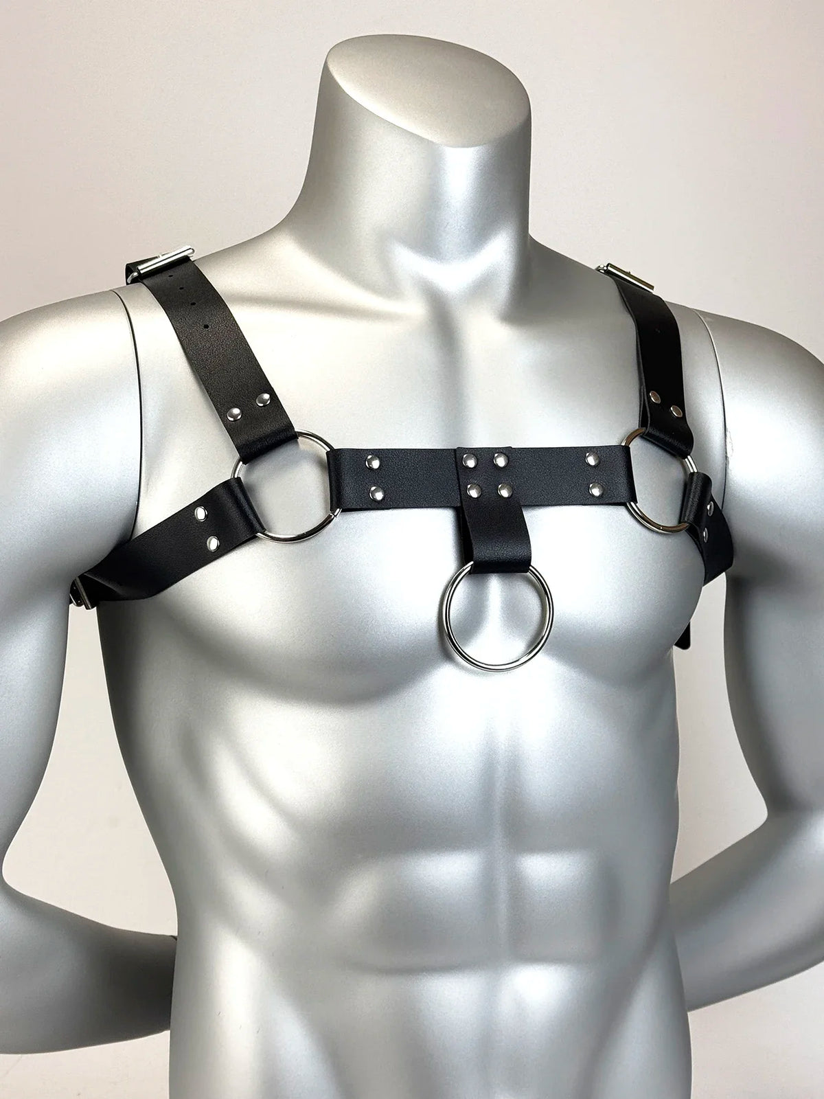 Men’s PU Leather Chest Harness O Ring Body Harness Adjustable Shoulder Strap Punk Streetwear