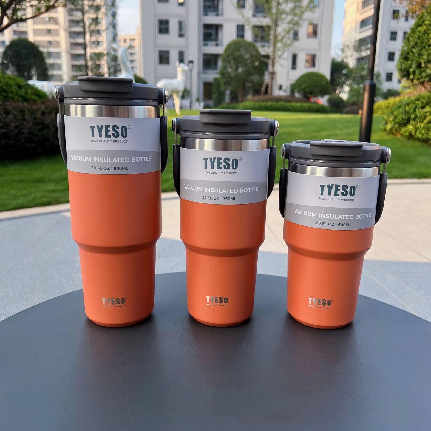 Tyeso 600ml 900ml 1200ml Tumbler Coffee Cup Stainless Steel Vacuum Thermal Insulated Iced Mug Cold Storage Large Capacity Flask