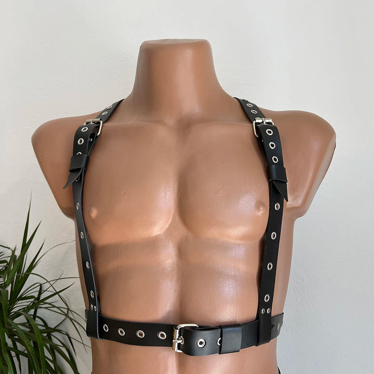 Mens Leather Lingerie Harness Men Bondages Full Body Jockstraps for Men Pants and Leather Top Chest Men's Harness Gay Harness