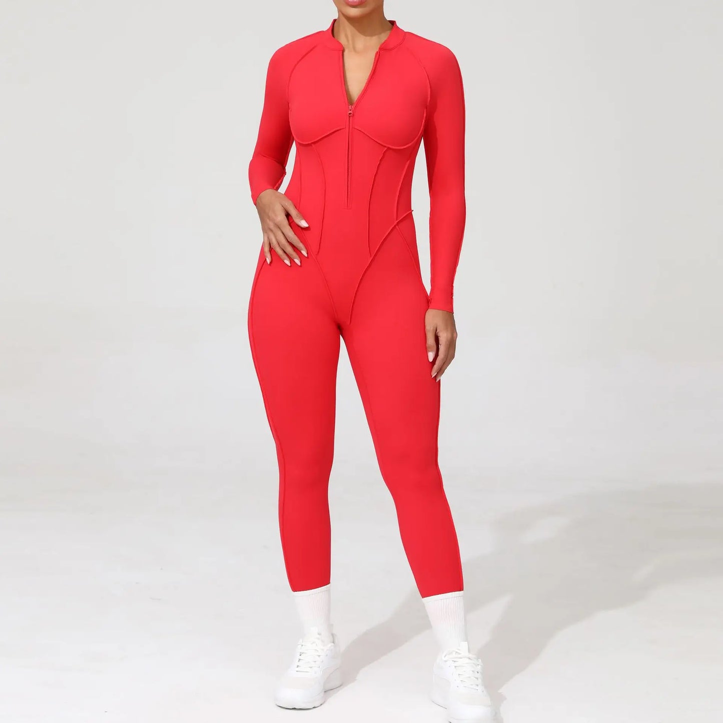 Women's Tracksuit Gym Workout Sports Clothes Outfit Zipper Jumpsuit Yoga Fitness Overalls Set Open Back Bodysuits Suit for Women
