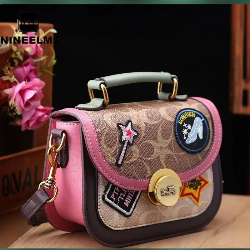 Badge Women  New European and American Fashion Printed Hand Bag Small Square Retro Everything Single Shoulder Crossbody Tide