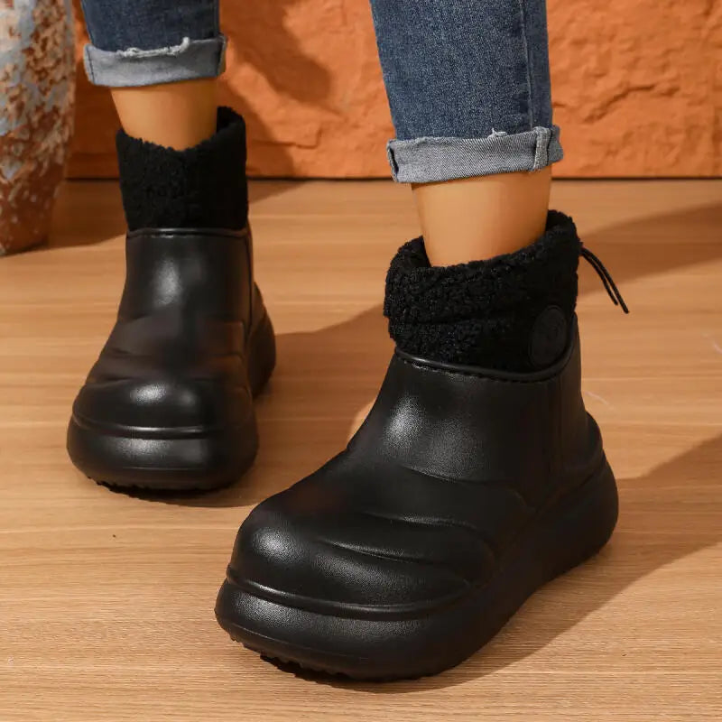 Waterproof Eva Thick Bottom Snow Boots Women 2025 Winter Comfort Platform Ankle Boots Berber Fleece Warm Plush Woman's Booties