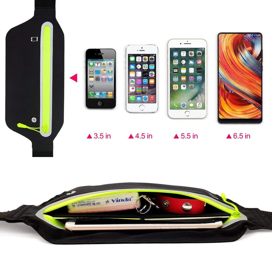 New slim fit sports waist bag with multifunctional running phone bag for men and women, waterproof outdoor leisure 6.5-inch fitn