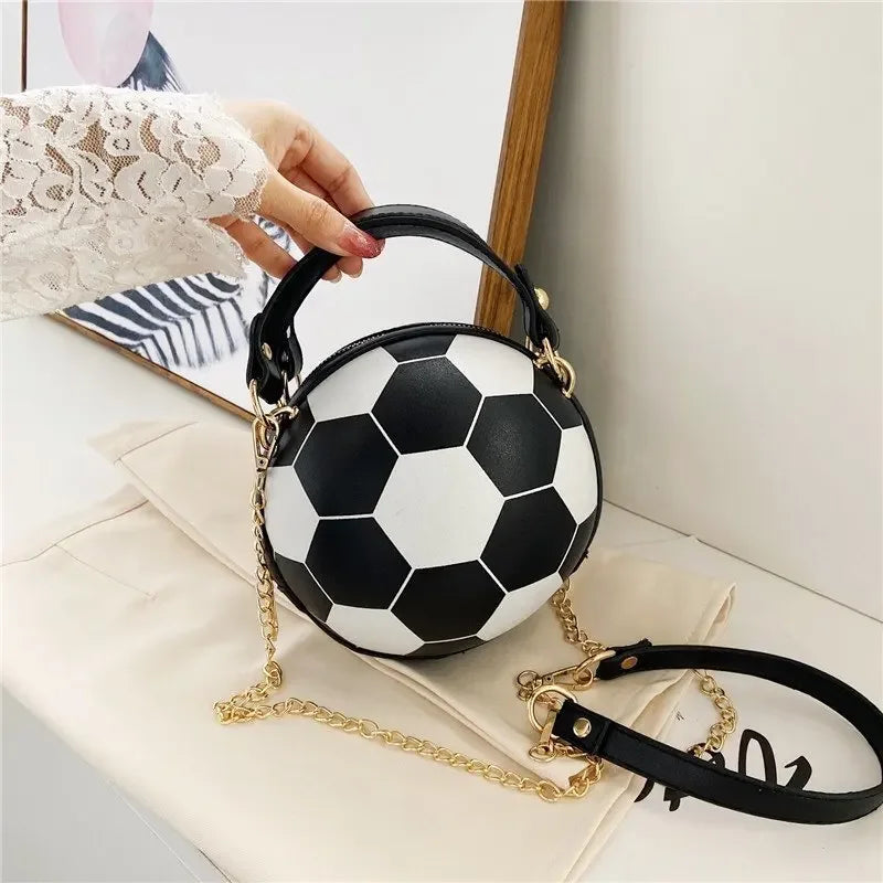 Fashionable Women's Basketball Bag Handbag Single Shoulder Crossbody Bag Stylish Trendy PU Material round Shape Mobile Phone Poc