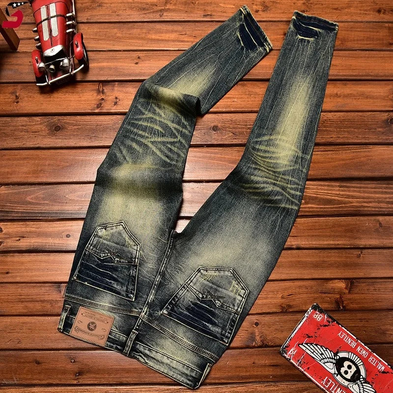 Luxury Soft Jeans Men's Fall New Design Trendy Slim Fit Stretchy Pants Elegant Business Casual Wardrobe Essential trousers