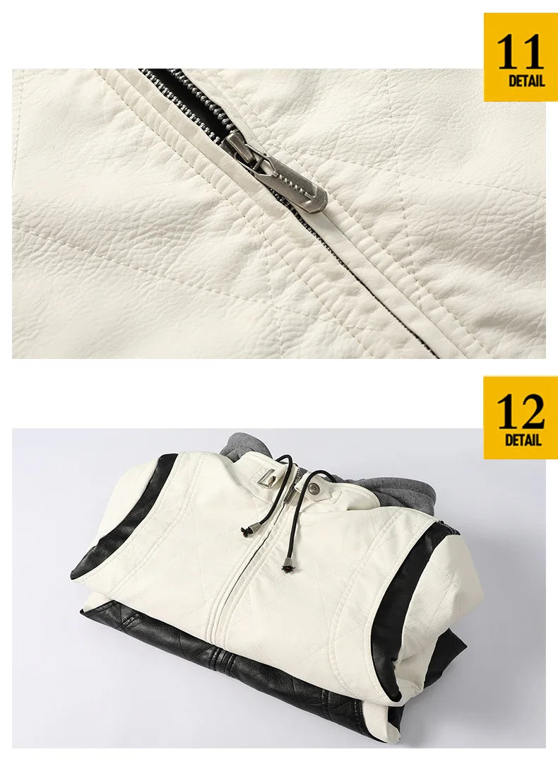 2023 herbst Winter herren Leder Jacke Hohe Qualität Korea Mode Jugend Mit Kapuze Leder Mäntel EUR Größe 3XL Blouson Homme hiver