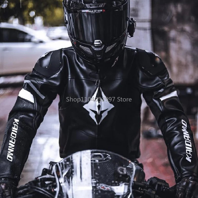 Kaidamo Four Seasons Universal Men'S And Women'S Motorcycle Riding Clothing Set Leather Jacket Waterproof Racing Anti Drop And A