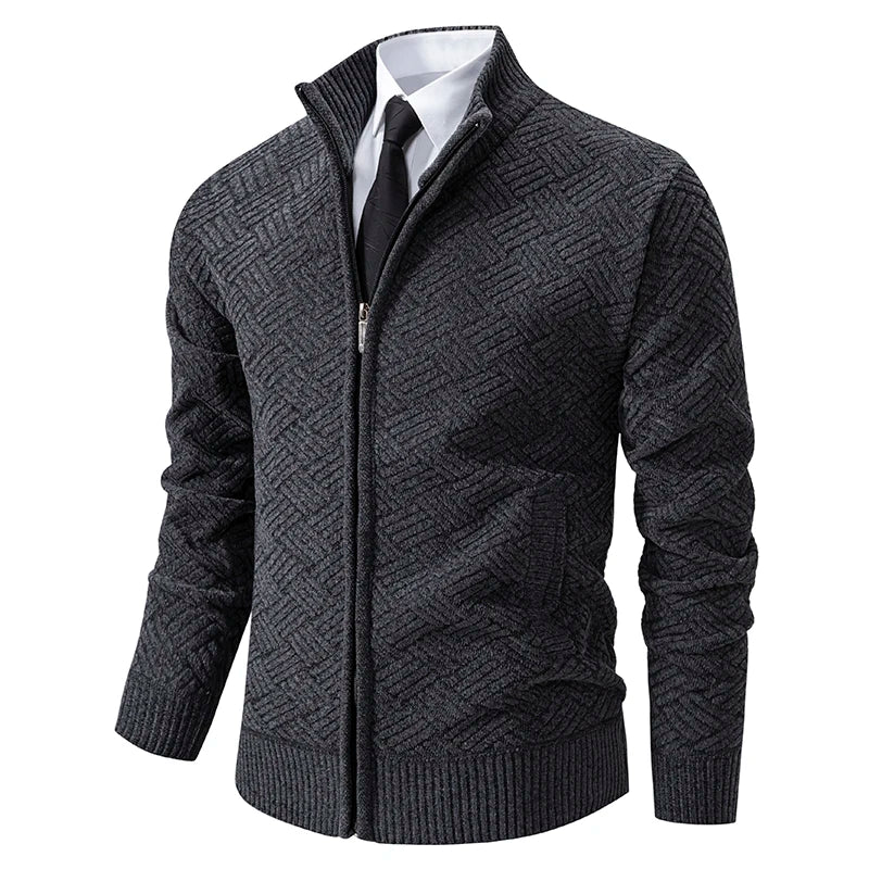 Mens Thickened Cardigan Full Zipper Fleeced Sweaters Knit Jackets Hooded Sweater Coat Autumn Winter Padded Clothes